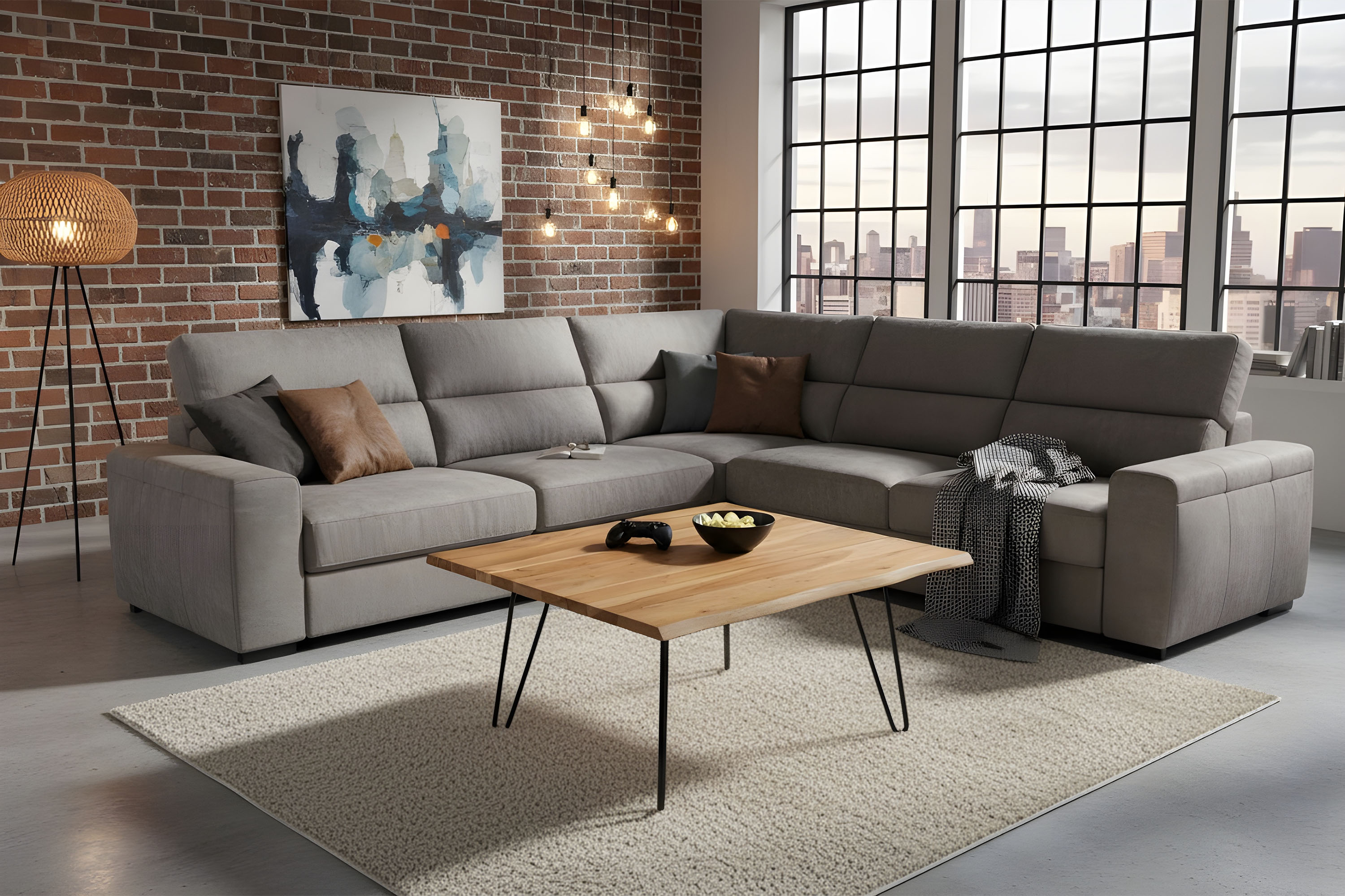 Couchtisch Baumkante 80 x 80 cm Akazie natur Hairpin Gestell schwarz Quintus