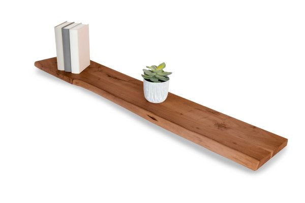 Wandregal Akazienholz nussbaum massiv 120x20 cm Holzregal Steckboard Baumkante AMANDA