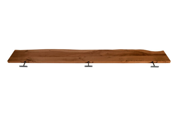 Wandregal Akazienholz nussbaum massiv 140x20 cm Holzregal Steckboard Baumkante AMANDA