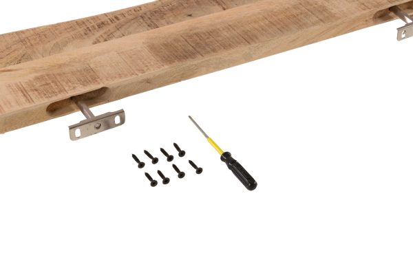 Wandregal Mangoholz massiv & rau 120x20 cm Holzregal Steckboard Baumkante AMANDA