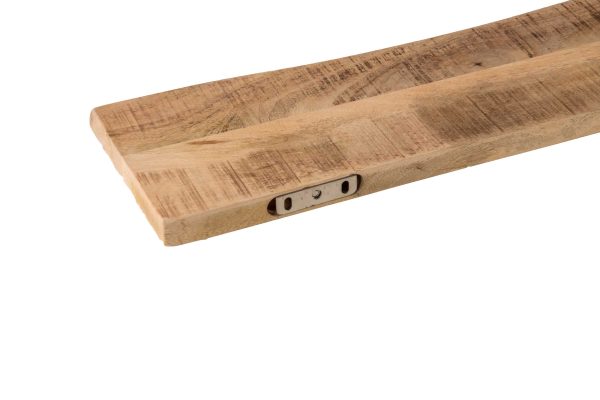 Wandregal Mangoholz massiv & rau 120x20 cm Holzregal Steckboard Baumkante AMANDA