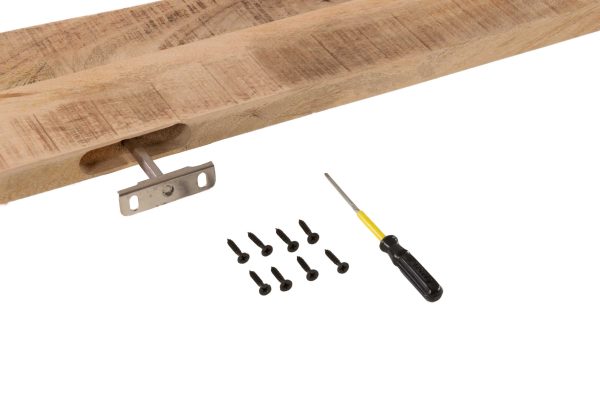 Wandregal Mangoholz massiv & rau 140x20 cm Holzregal Steckboard Baumkante AMANDA