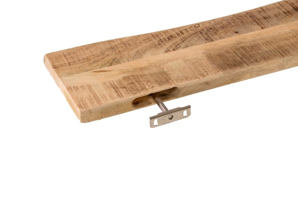 Wandregal Mangoholz massiv & rau 140x20 cm Holzregal Steckboard Baumkante AMANDA