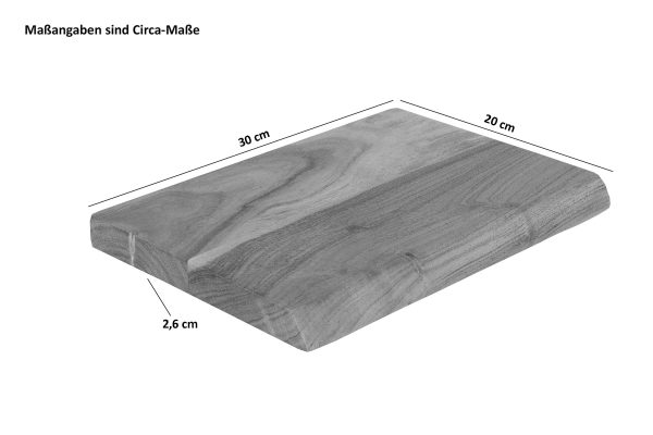 Wandregal Mangoholz massiv & rau 30x20 cm Holzregal Steckboard Baumkante AMANDA