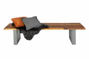 Massivholz Sitzbank 180 x 40 cm Akazie/cognac silber ESRA