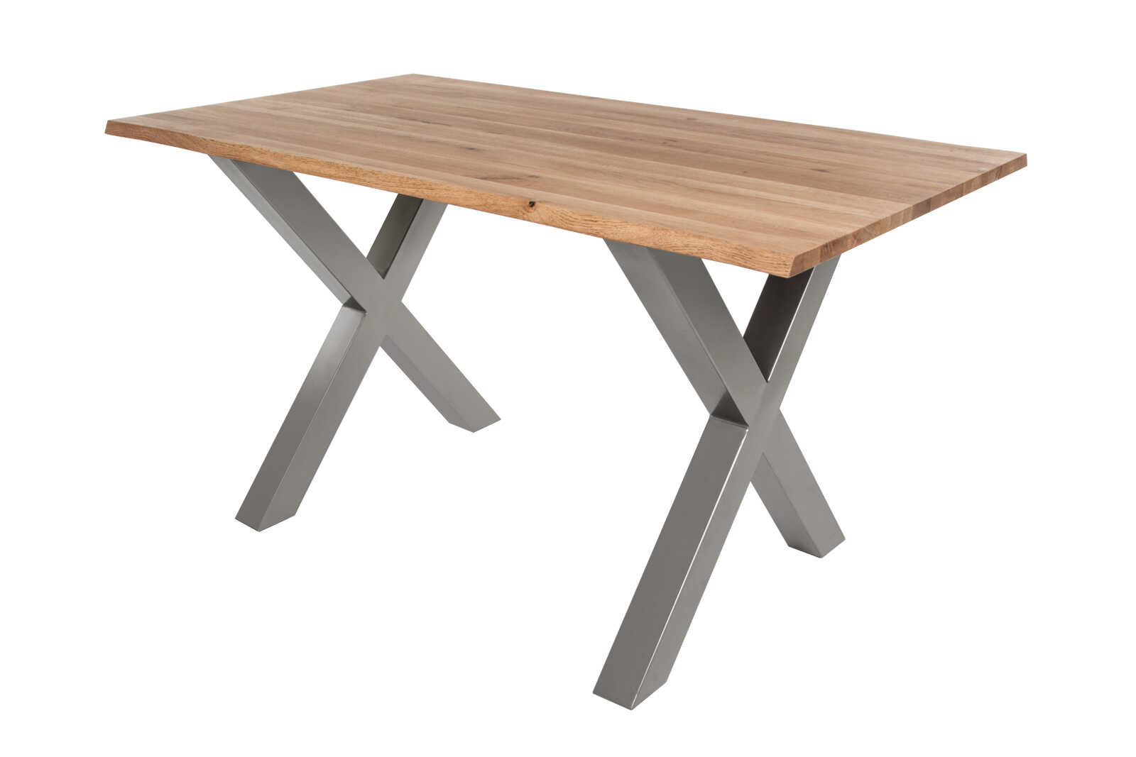 Industrial-Design Set X 2er -Form Roheisen X-Gestell Tischgestell lackiert silber