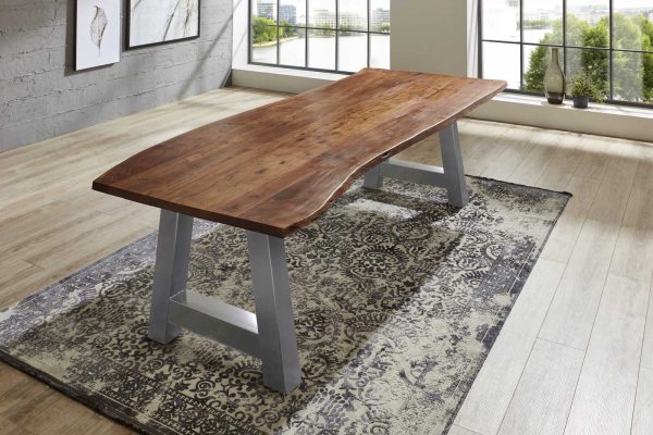 SAM NEU Esszimmer Baumkante Tische Adelaide Nussbaum silber 180 Adelaide Nussbaum 180 silber 01