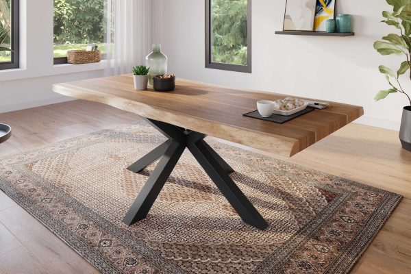 SAM NEU Esszimmer Baumkante Tische Atlas Natur Spider Gestell schwarz 240 BKT Atlas natur schwarz 01 scaled