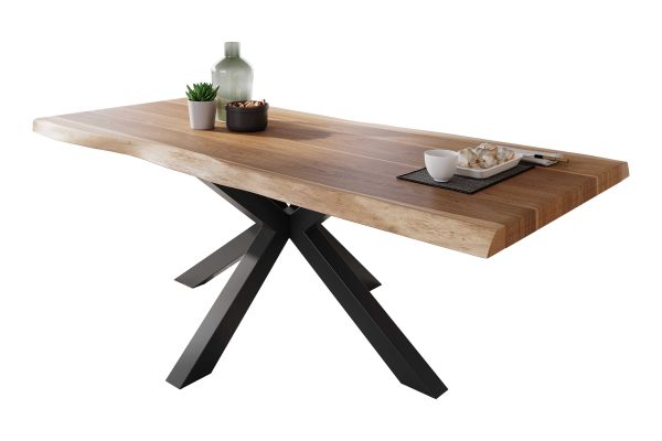 SAM NEU Esszimmer Baumkante Tische Atlas Natur Spider Gestell schwarz 240 BKT Atlas natur schwarz 02 scaled