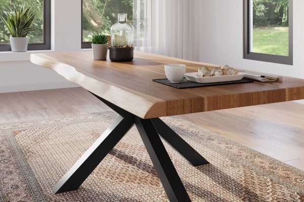 SAM NEU Esszimmer Baumkante Tische Atlas Natur Spider Gestell schwarz 240 BKT Atlas natur schwarz 04 scaled