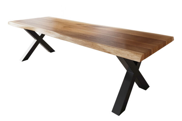 SAM NEU Esszimmer Baumkante Tische Atlas Natur X Gestell schwarz 260x100 BKT Atlas X Gestell schwarz 02 scaled