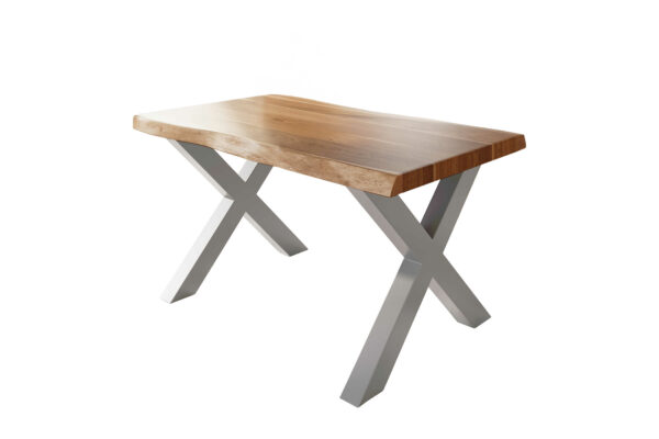 SAM NEU Esszimmer Baumkante Tische Atlas Natur X Gestell silber 120x80 BKT Atlas X Gestell silber 02 scaled
