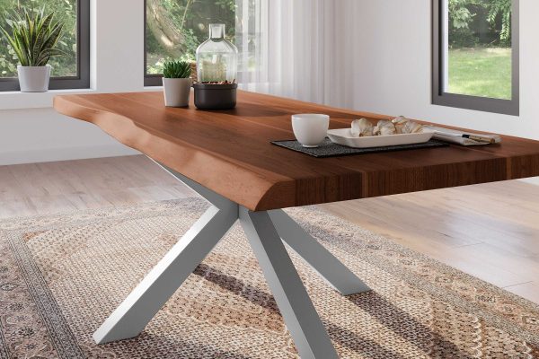 SAM NEU Esszimmer Baumkante Tische Atlas Nuss Spider Silber 220 BKT Atlas nussbaum silber 04 scaled