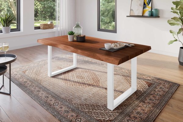 SAM NEU Esszimmer Baumkante Tische Atlas Nuss U Gestell weiss 160 BKT Atlas 160 nussbaum weiss 01 scaled