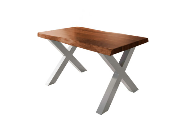 SAM NEU Esszimmer Baumkante Tische Atlas Nuss X Gestell silber 120x80 BKT Atlas X Gestell silber 02 scaled