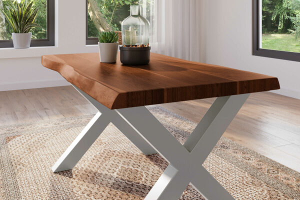 SAM NEU Esszimmer Baumkante Tische Atlas Nuss X Gestell silber 120x80 BKT Atlas X Gestell silber 04 scaled