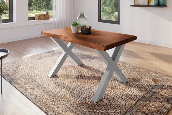 SAM NEU Esszimmer Baumkante Tische Atlas Nuss X Gestell silber 140x80 BKT Atlas X Gestell silber 01 scaled