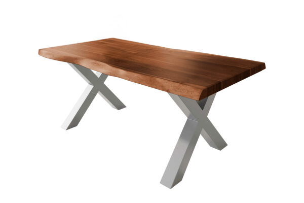 SAM NEU Esszimmer Baumkante Tische Atlas Nuss X Gestell silber 180x90 BKT Atlas X Gestell silber 02 scaled
