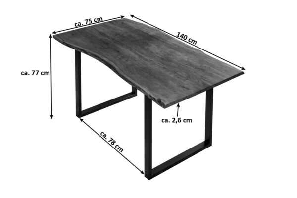 Esstisch Baumkante massiv Akazie Nussbaum 140 x 75 schwarz BILLY