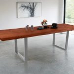 SAM_NEU-Esszimmer-Baumkante-Tische-Cali-Ansteckplatte-U-Gestell-Nuss-silber-160-BKT_Cali_nussbaum_01