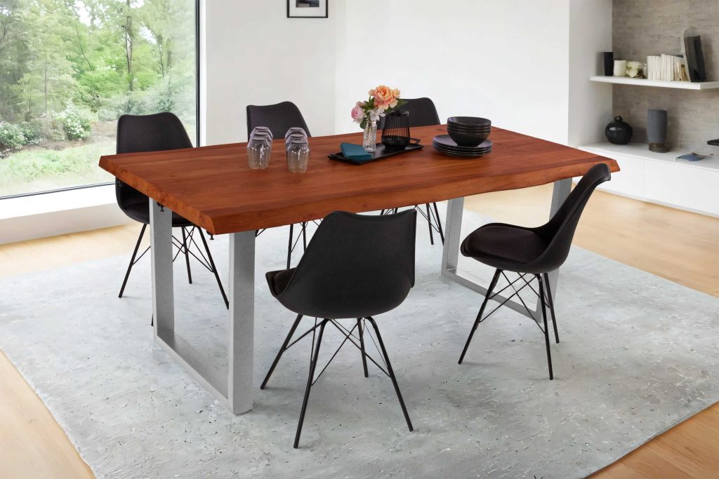SAM_NEU-Esszimmer-Baumkante-Tische-Cali-Ansteckplatte-U-Gestell-Nuss-silber-160-BKT_Cali_nussbaum_04