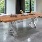 SAM_NEU-Esszimmer-Baumkante-Tische-Cali-Ansteckplatte-X-Gestell-natur-silber-140-BKT_Cali_natur_01
