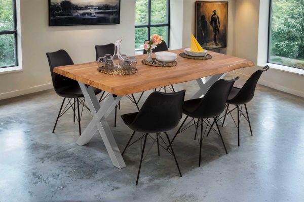 SAM NEU Esszimmer Baumkante Tische Cali Ansteckplatte X Gestell natur silber 200 BKT Cali natur 04 scaled