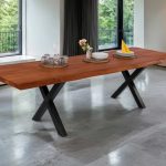 SAM_NEU-Esszimmer-Baumkante-Tische-Cali-Ansteckplatte-X-Gestell-nuss-schwarz-140-BKT_Cali_nussbaum_01