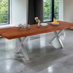 SAM_NEU-Esszimmer-Baumkante-Tische-Cali-Ansteckplatte-X-Gestell-nuss-silber-180-BKT_Cali_nussbaum_01