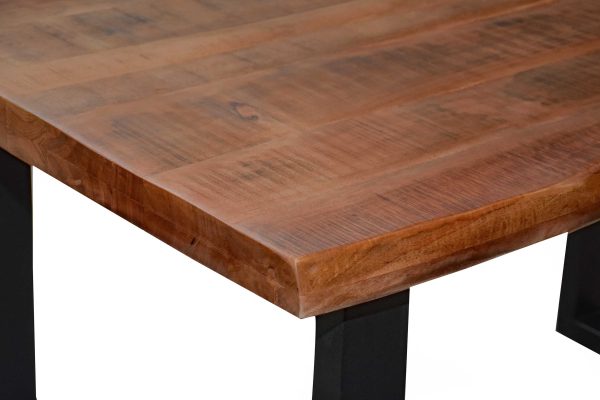 Esstisch Baumkante 140 x 80 cm Mangoholz Honig U-Gestell schwarz CALI