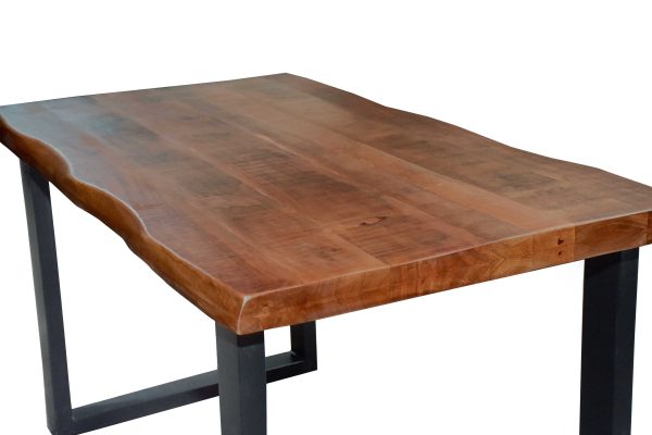 Esstisch Baumkante 140 x 80 cm Mangoholz Honig U-Gestell schwarz CALI
