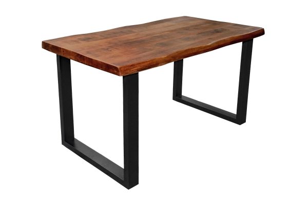Esstisch Baumkante 160 x 85 cm Mangoholz Honig U-Gestell schwarz CALI