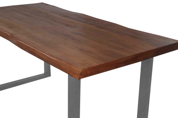 Esstisch Baumkante 180 x 90 cm Mangoholz Honig U-Gestell silber CALI