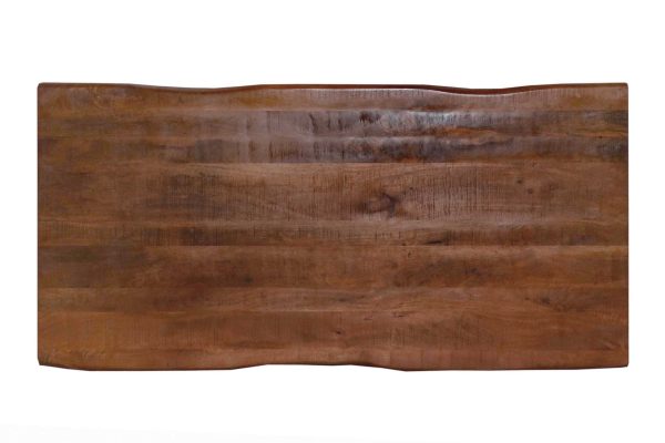 Esstisch Baumkante 180 x 90 cm Mangoholz Honig U-Gestell silber CALI