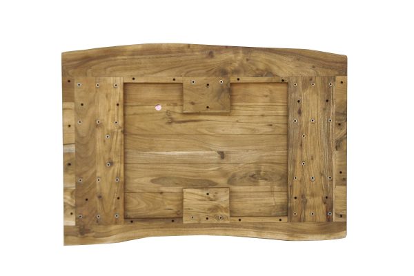 Esstisch Baumkante Akazie massiv 50mm Eichefarben 120 x 80 cm U-Gestell schwarz CALI