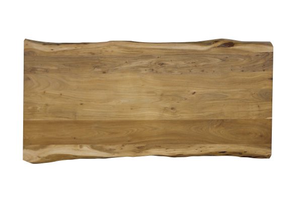 Esstisch Baumkante Akazie massiv 50mm Eichefarben 180 x 90 cm U-Gestell silber CALI