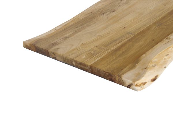 Esstisch Baumkante Akazie massiv 50mm Eichefarben 200 x 100 cm U-Gestell silber CALI