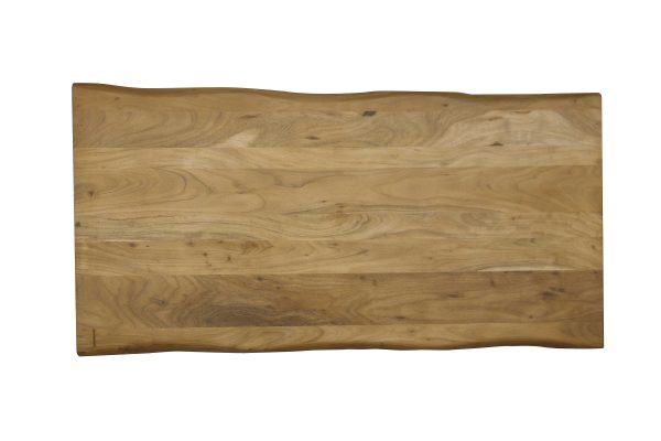Esstisch Baumkante Akazie massiv 50mm Eichefarben 200 x 100 cm U-Gestell silber CALI