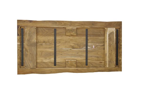 Esstisch Baumkante Akazie massiv 50mm Eichefarben 200 x 100 cm U-Gestell silber CALI