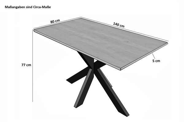 B-Ware Esstisch Baumkante 140 x 80 cm Mangoholz Rough Spider-Gestell schwarz CALI