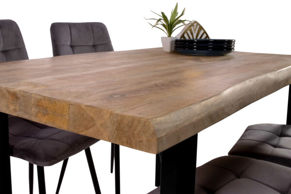 Esstisch Baumkante 120 x 80 cm Mangoholz Rough U-Gestell schwarz CALI