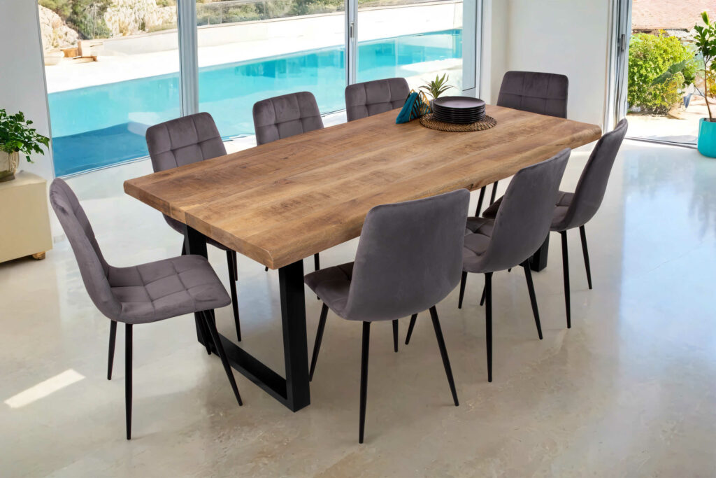 SAM_NEU-Esszimmer-Baumkante-Tische-Cali_aufgedoppelt-U_Gestell-mango-schwarz-200-BKT_Cali_mango_rough_06