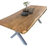 SAM_NEU-Esszimmer-Baumkante-Tische-Cali_aufgedoppelt-X_Gestell-natur-silber-260-BKT_Cali_natur_silber_260_01
