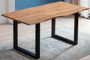 Esstisch Baumkante massiv Akazie natur 160 x 85 schwarz CARLOS