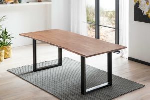 Esstisch Baumkante massiv Akazie natur 180 x 90 schwarz CARLOS