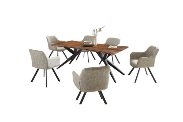 Esstisch Akazie nussbaumfarben 240 x 100 cm Airloft-Metallgestell schwarz CONNI