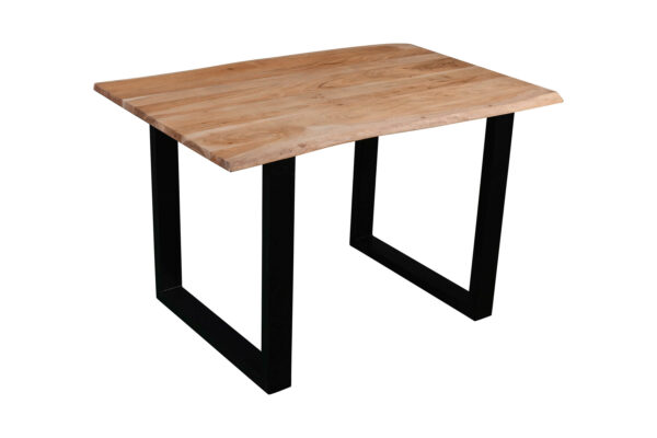 Esstisch Baumkante Akazie massiv eichenfarben 140 x 80 cm U-Gestell schwarz DEREK