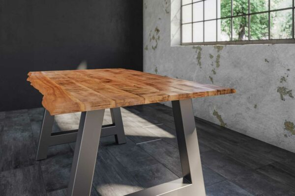 SAM NEU Esszimmer Baumkante Tische Dora A Gestell silber 140 Dora A silber 140 02