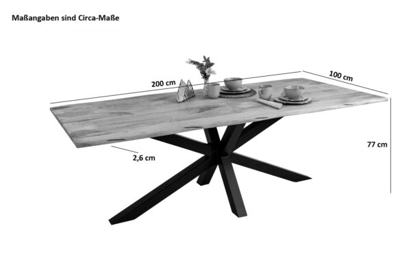 SAM NEU Esszimmer Baumkante Tische Dora Spider Gestell Vintage schwarz 200 BKT Dora vintage 200 03 scaled