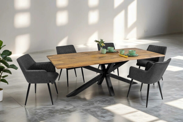 SAM NEU Esszimmer Baumkante Tische Dora Spider Gestell Vintage schwarz 200 BKT Dora vintage 200 06 scaled